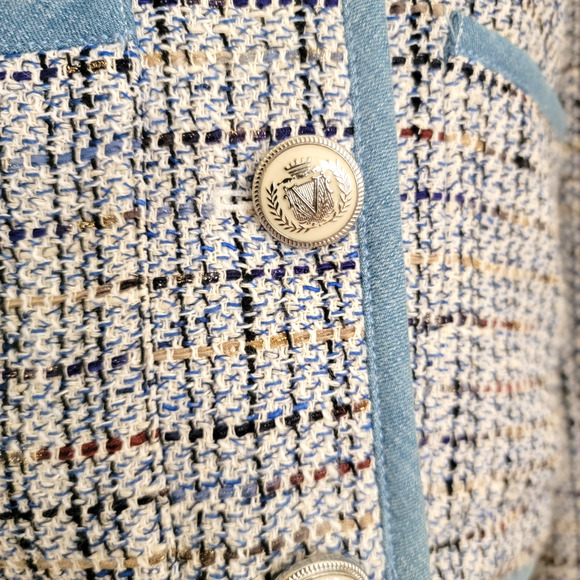 Veronica Beard Darla Tweed Lady Jacket Blazer Blue 0 Multicolor Cropped Short XS - Picture 8 of 11